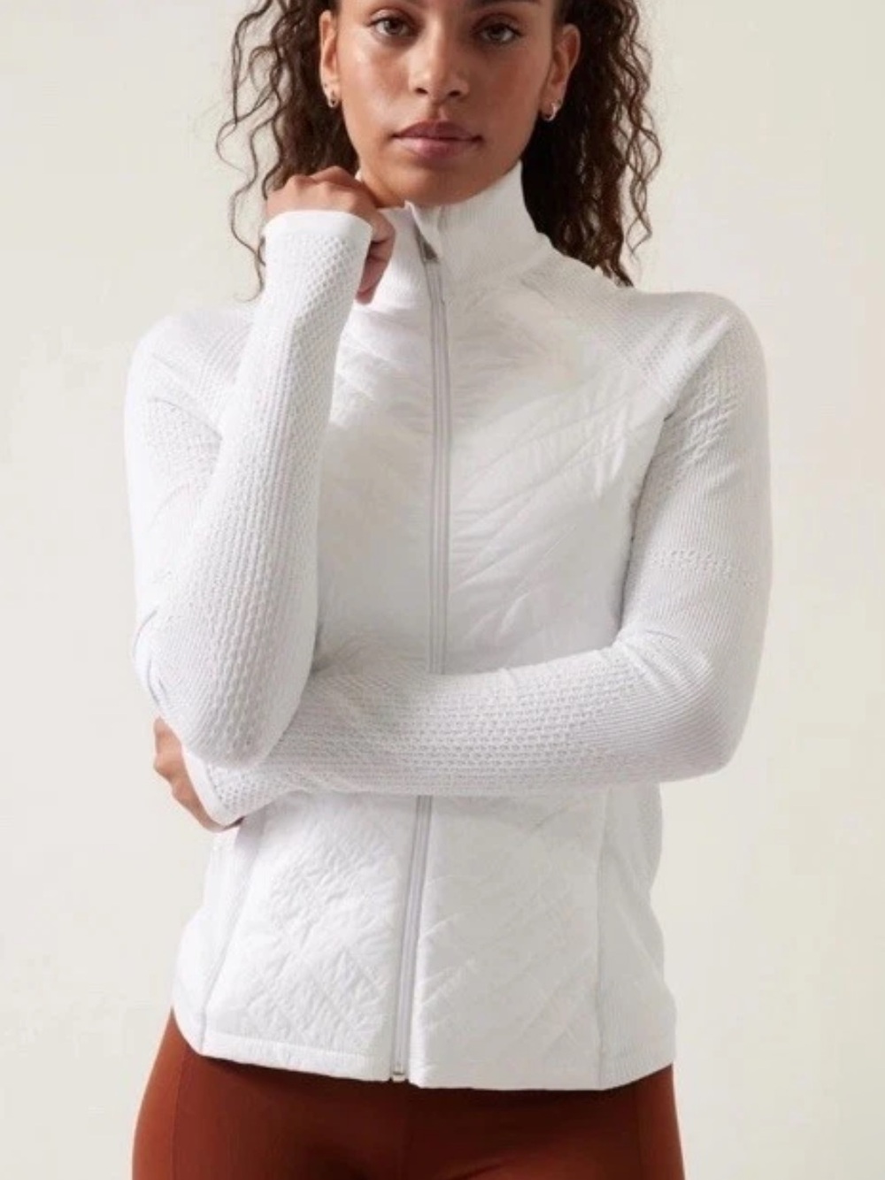 Women's Athleta Flurry Force White Quilted Zip-Front Jacket